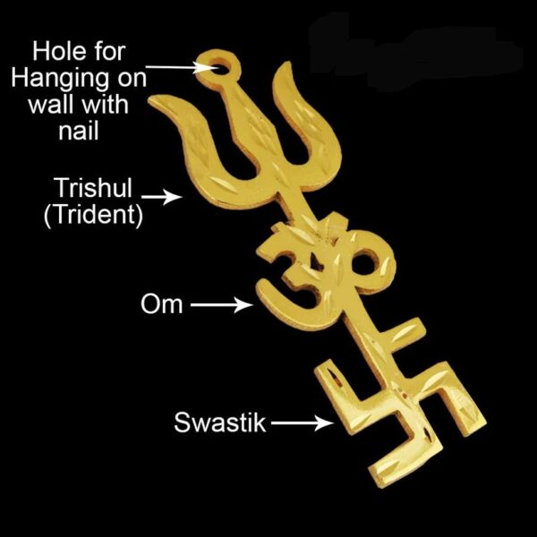 Brass Swastik Om Trishul Trishakti Yantra Main Door Entrance Protection Vastu - Image 2