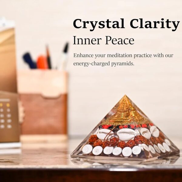 Original Crystal Laxmi Pyramid with Rudraksha Shree Yantra Original Gomati Chakra White Kauri and Ratti Seeds for Vastu - Image 7