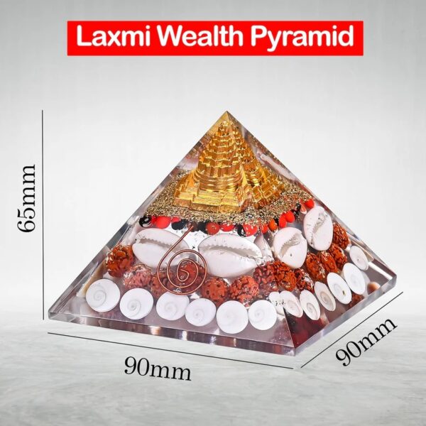 Original Crystal Laxmi Pyramid with Rudraksha Shree Yantra Original Gomati Chakra White Kauri and Ratti Seeds for Vastu - Image 6